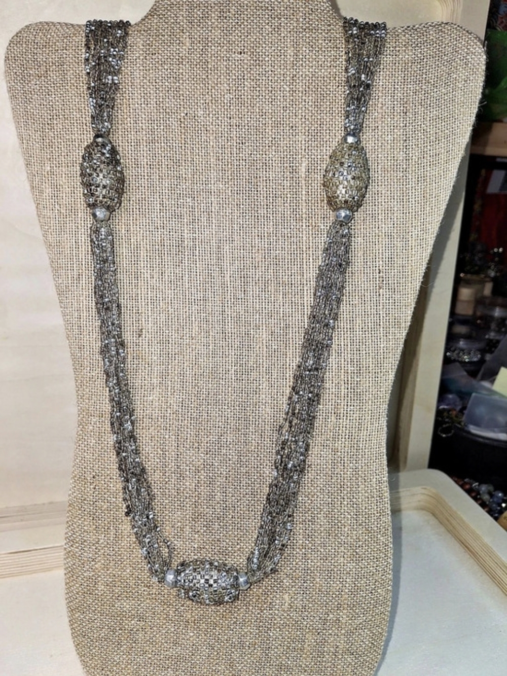 Silver Multi-Strand Statement Necklace
